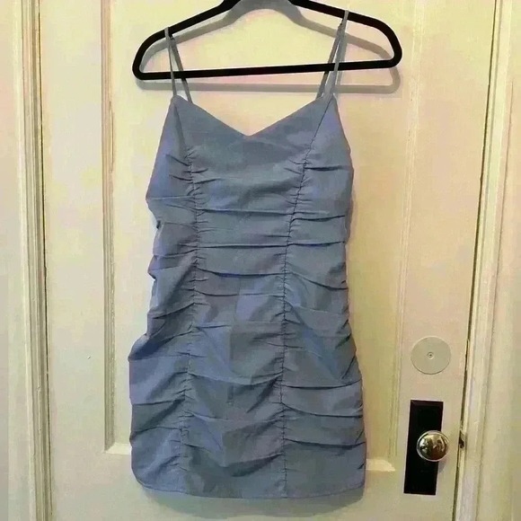 Abercrombie & Fitch Ruched Baby Blue Mini Dress, S - Picture 1 of 6